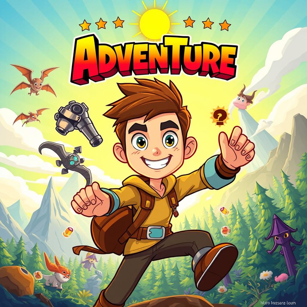 A vibrant and colorful cartoon-style cinematic poster featuring a dynamic character based on the user's likeness