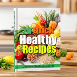 A visually appealing cover design for a book titled '20 Quick Healthy Recipes'