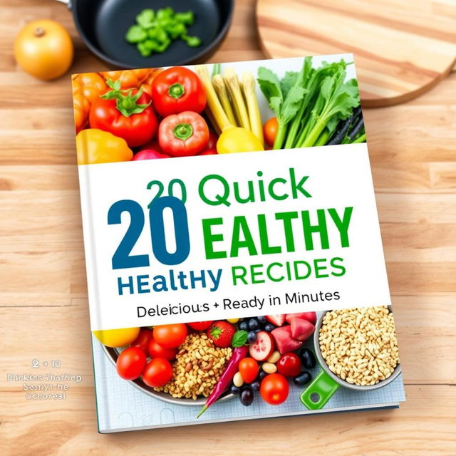 A visually appealing cover design for a book titled '20 Quick Healthy Recipes'