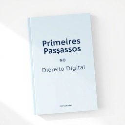 A minimalist book cover design for a work titled 'Primeiros Passos no Direito Digital'