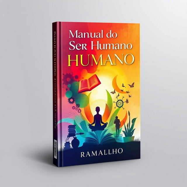 A captivating book cover for a self-improvement book titled 'Manual do Ser Humano' by author Ramalho
