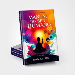 A captivating book cover for a self-improvement book titled 'Manual do Ser Humano' by author Ramalho