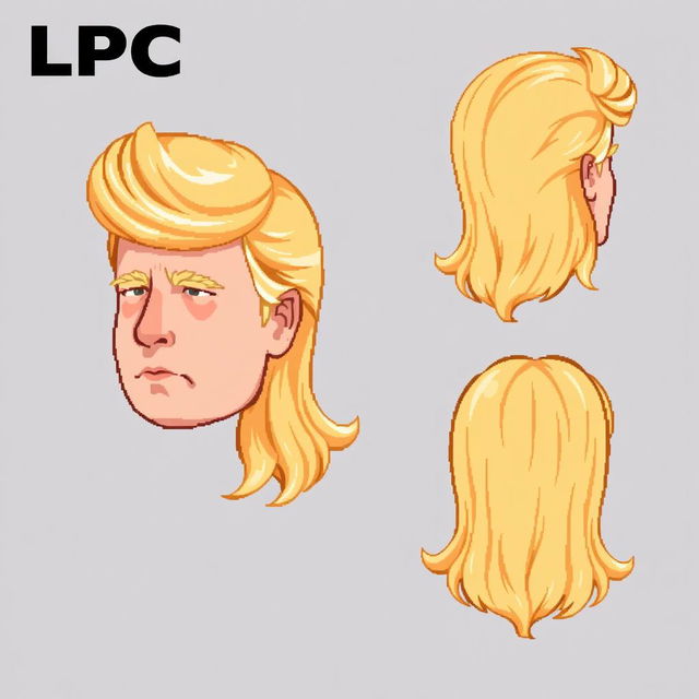 A digital hair asset designed for LPC (Liberated Pixel Cup) character customization, adhering to the LPC pixel art style