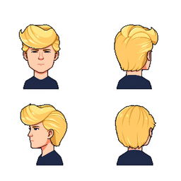 A digital hair asset created for LPC (Liberated Pixel Cup) character customization, following the LPC pixel art style