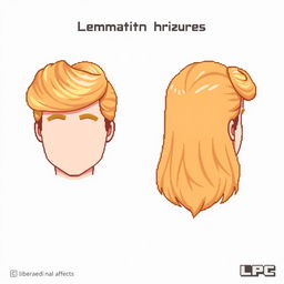 A digital hair asset created for LPC (Liberated Pixel Cup) character customization, following the LPC pixel art style