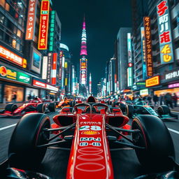 A stunning aesthetic dark Formula 1 wallpaper for a phone, featuring a dynamic frontal point of view