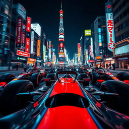 A stunning aesthetic dark Formula 1 wallpaper for a phone, featuring a dynamic frontal point of view