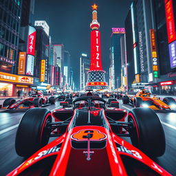 A stunning aesthetic dark Formula 1 wallpaper for a phone, featuring a dynamic frontal point of view