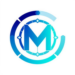 A sleek and modern logo design featuring a bold letter 'M' at the center