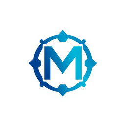 A sleek and modern logo design featuring a bold letter 'M' at the center