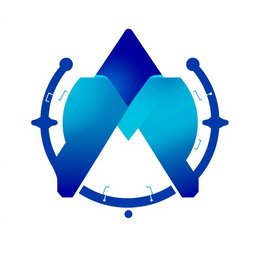 A sleek and modern logo design featuring a bold letter 'M' at the center