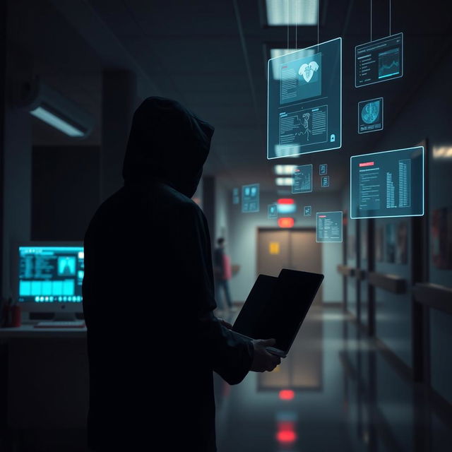 An abstract representation of a cyber security threat in the healthcare industry