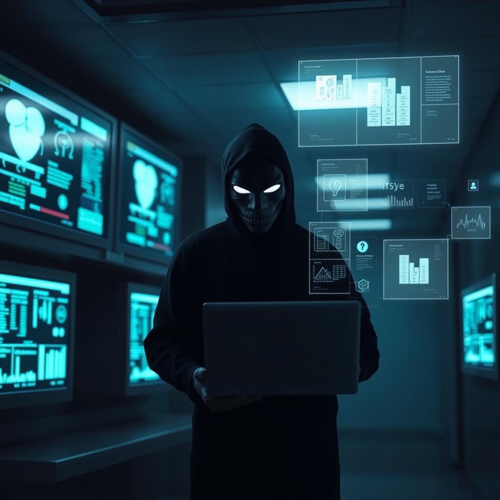 An abstract representation of a cyber security threat in the healthcare industry