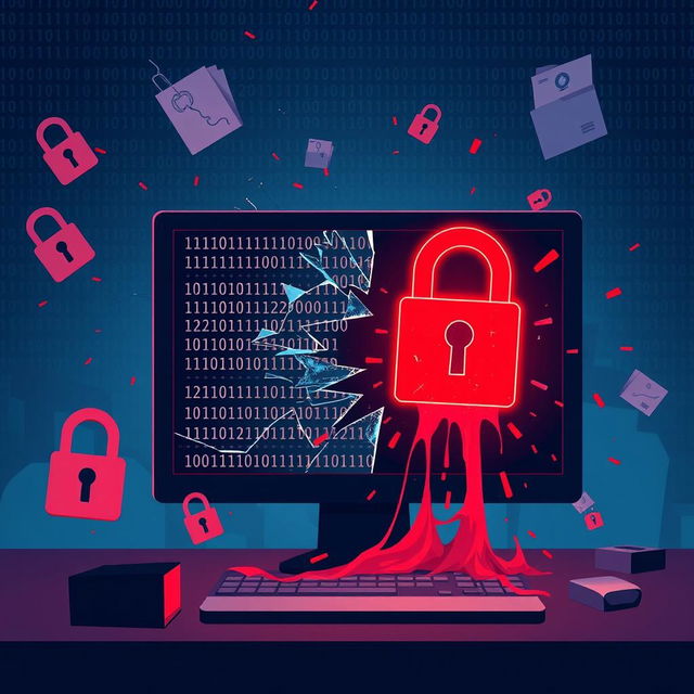 A conceptual illustration depicting a data breach in patient information