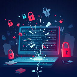 A conceptual illustration depicting a data breach in patient information