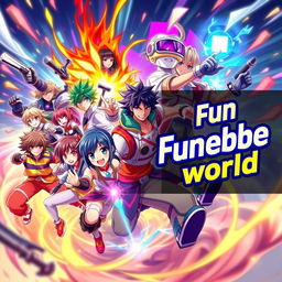 A dynamic and colorful Facebook banner featuring anime-style characters inspired by action and adventure themes