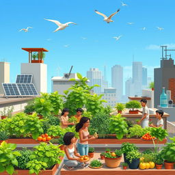 A visually captivating scene depicting innovative solutions for food security in the face of climate change