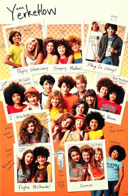 A vibrant and nostalgic yearbook theme, capturing the essence of retro design from the 1980s and 1990s