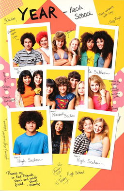 A vibrant and nostalgic yearbook theme, capturing the essence of retro design from the 1980s and 1990s