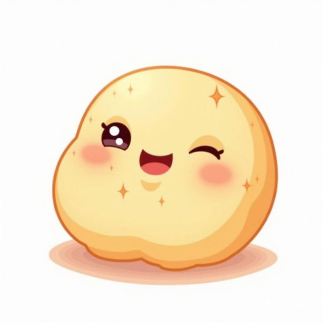 A delightful illustration of a cute chickpea, illustrated with a smooth, round shape and a warm beige color