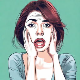 A digital art image of a woman appearing embarrassed