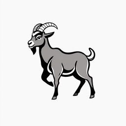 An iconic illustration of a goat designed as a logo, featuring a stylized, minimalist goat silhouette