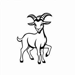 An iconic illustration of a goat designed as a logo, featuring a stylized, minimalist goat silhouette