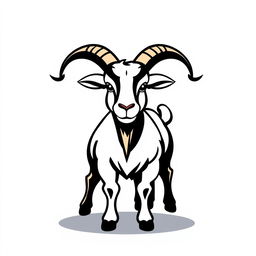 An iconic illustration of a goat designed as a logo, featuring a stylized, minimalist goat silhouette