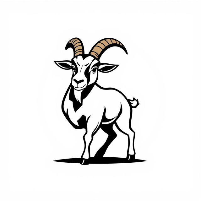 An iconic illustration of a goat designed as a logo, featuring a stylized, minimalist goat silhouette