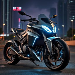 A striking, futuristic Mercedes motorcycle with a brutal design, featuring sharp angles and an aggressive silhouette, combining advanced technology with an avant-garde aesthetic