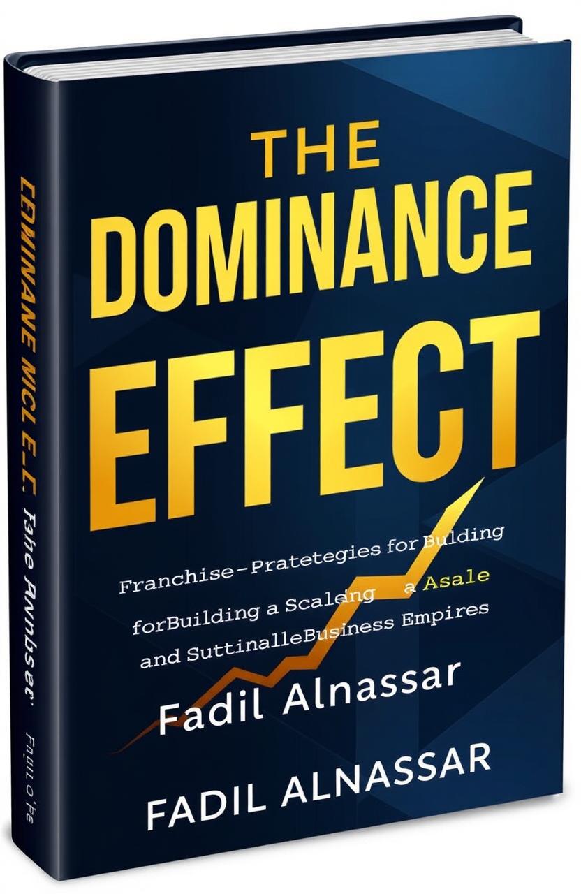 A captivating book cover design for 'The Dominance Effect', featuring a bold and modern font for the title and an elegant subtitle 'Franchise-Proven Strategies for Building a Scalable and Sustainable Business Empire' prominently displayed