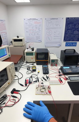 An educational setup showing a Basic Electrical and Electronics Engineering Lab