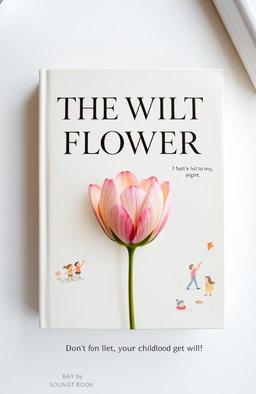A book cover designed with a beautiful, wilted flower in the center of the front cover, symbolizing lost childhood and nostalgia