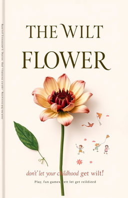 A book cover designed with a beautiful, wilted flower in the center of the front cover, symbolizing lost childhood and nostalgia
