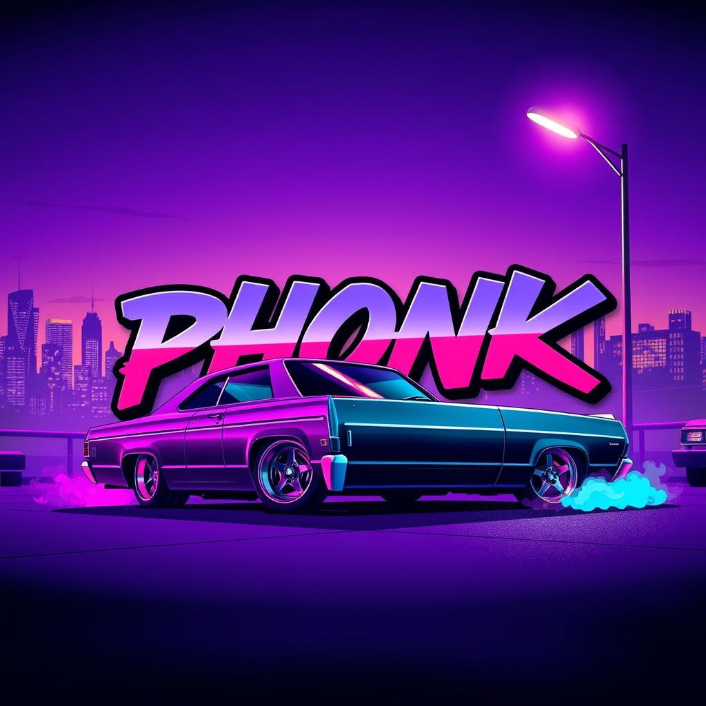 A song cover art for a phonk track featuring a retro aesthetic