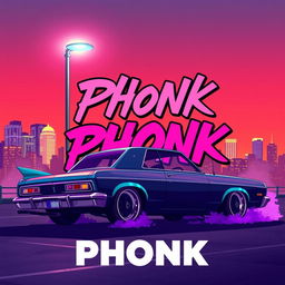 A song cover art for a phonk track featuring a retro aesthetic
