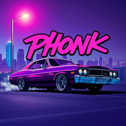 A song cover art for a phonk track featuring a retro aesthetic
