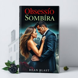 A striking book cover for the romance novel titled 'Obsessão Sombira'