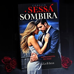 A striking book cover for the romance novel titled 'Obsessão Sombira'