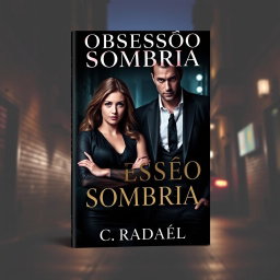 A striking book cover for the romance novel titled 'Obsessão Sombria' by author C