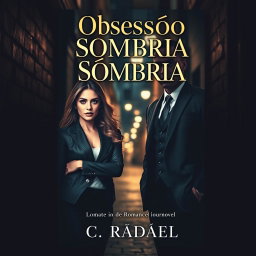 A striking book cover for the romance novel titled 'Obsessão Sombria' by author C