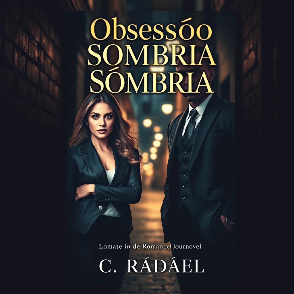 A striking book cover for the romance novel titled 'Obsessão Sombria' by author C