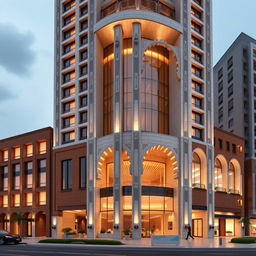 A striking and innovative 20-story residential and commercial tower with a dynamic and luxurious form