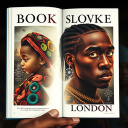 A book cover showcasing a powerful visual narrative: starting with a mixed-race baby dressed in vibrant traditional attire, transitioning seamlessly to a pregnant adolescent with a stylish 90s hairstyle and door-knocker earrings
