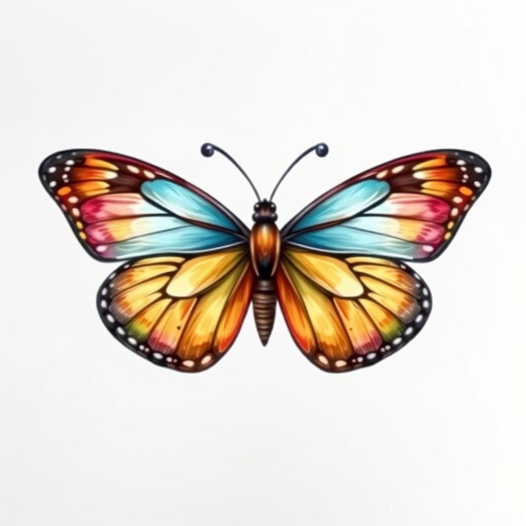 A beautifully detailed butterfly symbol, illustrated in a hand-drawn style