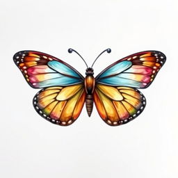 A beautifully detailed butterfly symbol, illustrated in a hand-drawn style