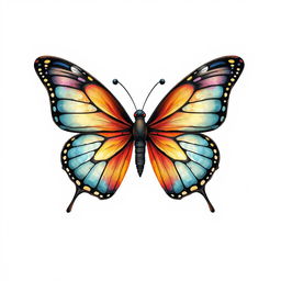 A beautifully detailed butterfly symbol, illustrated in a hand-drawn style