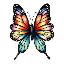 A beautifully detailed butterfly symbol, illustrated in a hand-drawn style