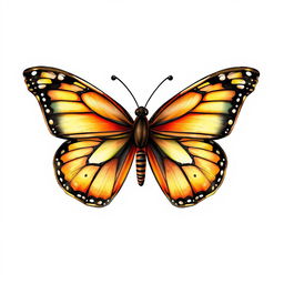 A beautifully detailed butterfly symbol, illustrated in a hand-drawn style