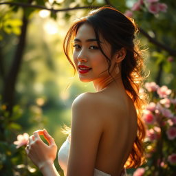 An elegant and artistic depiction of an Asian woman, celebrating beauty and grace